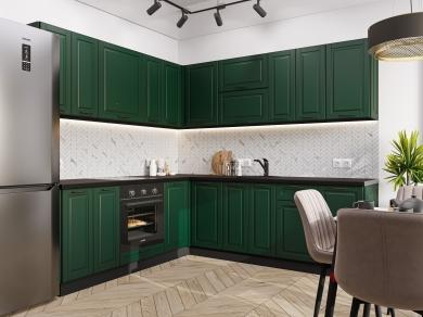 Угловая кухня Дублин-02 Special Green / Graphite