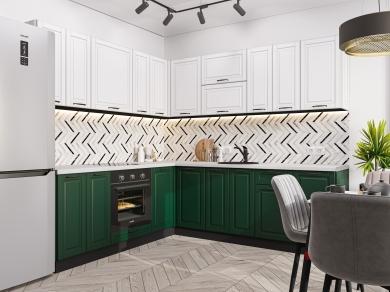 Угловая кухня Дублин-02/G Special White/Special Green