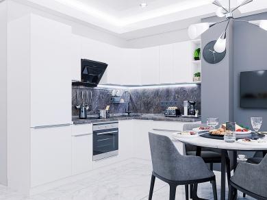 Угловая кухня Фьюжн-04 Silky White