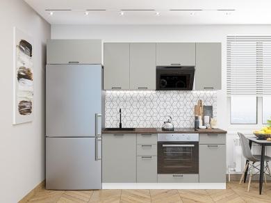 Кухня Флэт-01 Light Grey In 2S / Белый