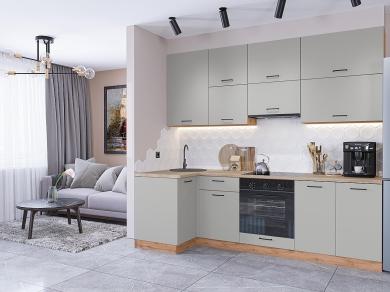 Угловая кухня Флэт-04 Light Grey In 2S / Дуб Вотан