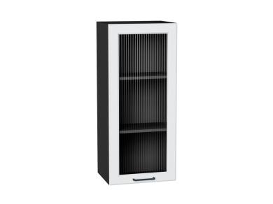 Шкаф верхний со стеклом Барселона 400Н Белый / Graphite