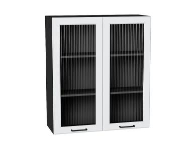 Шкаф верхний со стеклом Барселона 800Н Белый / Graphite