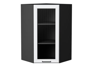 Шкаф верхний угловой со стеклом Барселона 590Н Белый / Graphite