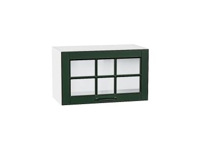 Шкаф верхний горизонтальный со стеклом Дублин 600 Special Green / Белый