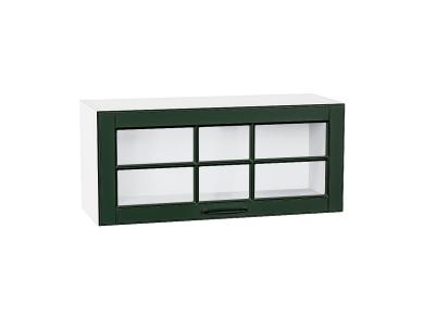 Шкаф верхний горизонтальный со стеклом Дублин 800 Special Green / Белый