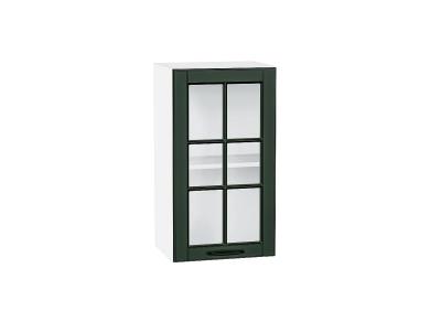 Шкаф верхний со стеклом Дублин 400 Special Green / Белый