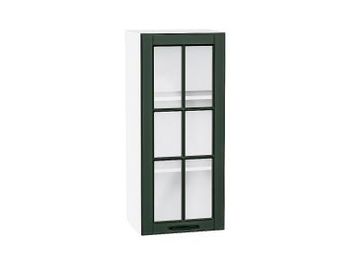 Шкаф верхний со стеклом Дублин 400Н Special Green / Белый