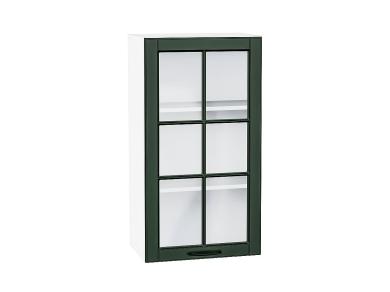 Шкаф верхний со стеклом Дублин 500Н Special Green / Белый
