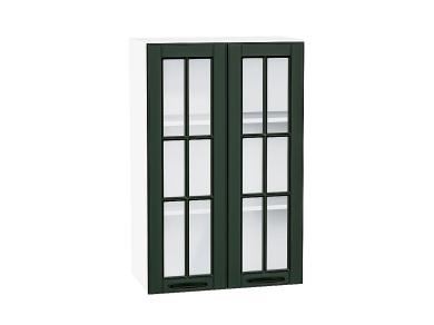 Шкаф верхний со стеклом Дублин 600Н Special Green / Белый