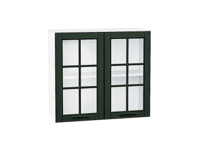 Шкаф верхний со стеклом Дублин 800 Special Green / Белый