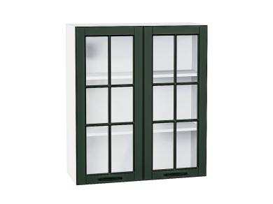 Шкаф верхний со стеклом Дублин 800Н Special Green / Белый