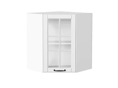 Шкаф верхний угловой со стеклом Дублин 590 Special White / Белый