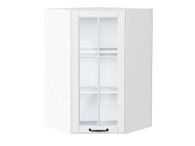 Шкаф верхний угловой со стеклом Дублин 590Н Special White / Белый