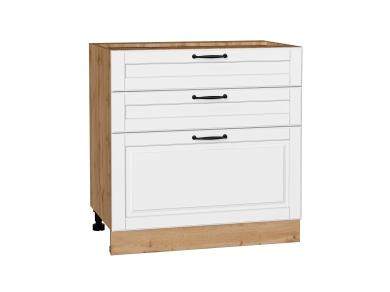 Шкаф нижний с 3-мя ящиками Дублин 800 Special White / Дуб вотан
