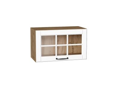 Шкаф верхний горизонтальный со стеклом Дублин 600 Special White / Дуб вотан