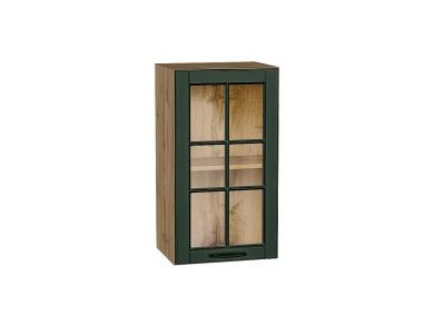 Шкаф верхний со стеклом Дублин 400 Special Green / Дуб вотан