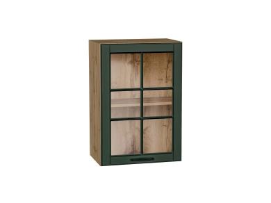 Шкаф верхний со стеклом Дублин 500 Special Green / Дуб вотан