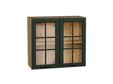 Шкаф верхний со стеклом Дублин 800 Special Green / Дуб вотан
