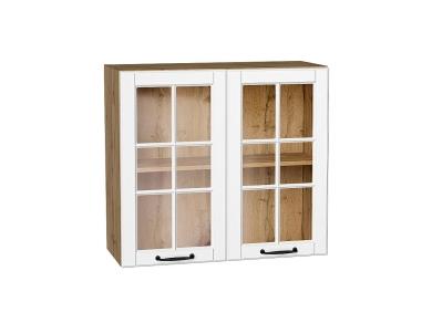 Шкаф верхний со стеклом Дублин 800 Special White / Дуб вотан