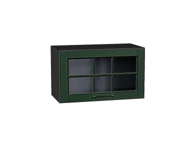 Шкаф верхний горизонтальный со стеклом Дублин 600 Special Green / Graphite