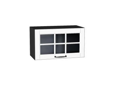 Шкаф верхний горизонтальный со стеклом Дублин 600 Special White / Graphite