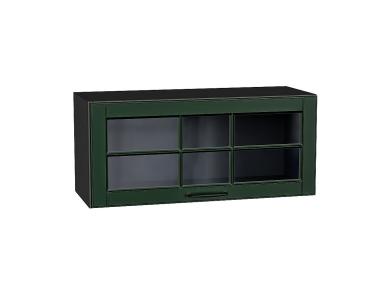 Шкаф верхний горизонтальный со стеклом Дублин 800 Special Green / Graphite