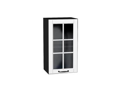 Шкаф верхний со стеклом Дублин 400 Special White / Graphite
