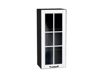 Шкаф верхний со стеклом Дублин 400Н Special White / Graphite