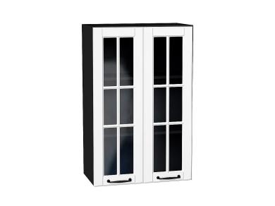 Шкаф верхний со стеклом Дублин 600Н Special White / Graphite
