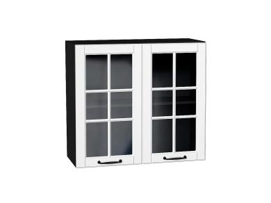 Шкаф верхний со стеклом Дублин 800 Special White / Graphite