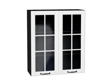 Шкаф верхний со стеклом Дублин 800Н Special White / Graphite