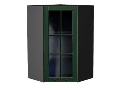 Шкаф верхний угловой со стеклом Дублин 590Н Special Green / Graphite