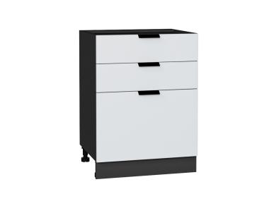 Шкаф нижний с 3-мя ящиками Евро 600 Белый / Graphite