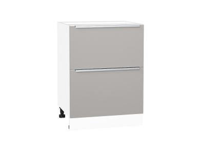 Шкаф нижний с 2-мя ящиками Фьюжн 600 Silky Light Grey / Белый