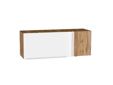 Шкаф верхний прямой угловой горизонтальный Фьюжн 1000 Silky White / Дуб вотан