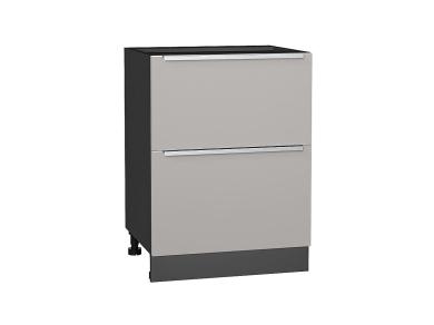 Шкаф нижний с 2-мя ящиками Фьюжн 600 Silky Light Grey / Graphite