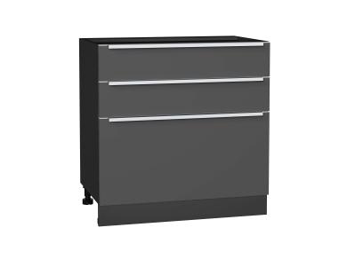 Шкаф нижний с 3-мя ящиками Фьюжн 800 Stormy Silk / Graphite