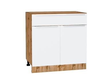 Шкаф нижний с 1 ящиком Фьюжн 800 Silky White / Дуб Вотан