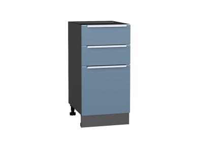 Шкаф нижний с 3-мя ящиками Фьюжн 400 Silky Blue / Graphite