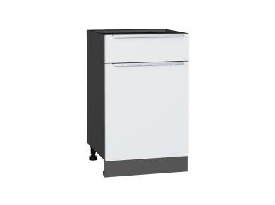 Шкаф нижний с 1 ящиком Фьюжн 500 Silky White / Graphite