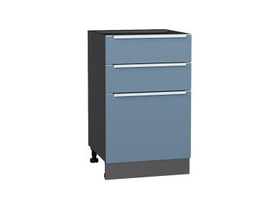 Шкаф нижний с 3-мя ящиками Фьюжн 500 Silky Blue / Graphite