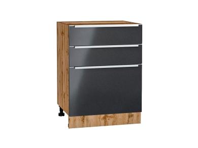 Шкаф нижний Фьюжн 600 с 3-мя ящиками Anthracite / Дуб Вотан