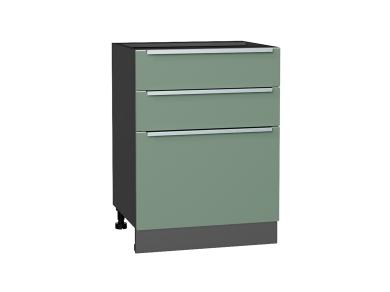 Шкаф нижний Фьюжн 600 с 3-мя ящиками Silky Mint / Graphite
