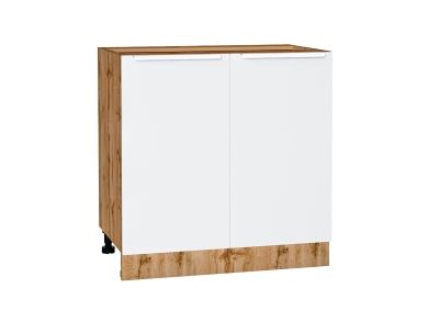 Шкаф нижний Фьюжн 800 Silky White / Дуб Вотан