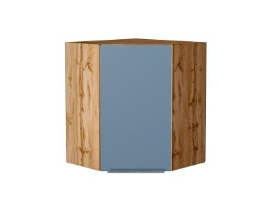 Шкаф верхний угловой Фьюжн 590 Silky Blue / Дуб Вотан