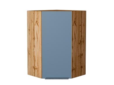 Шкаф верхний угловой Фьюжн 590Н Silky Blue / Дуб Вотан