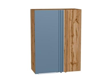Шкаф верхний прямой угловой Фьюжн 700Н Silky Blue / Дуб Вотан