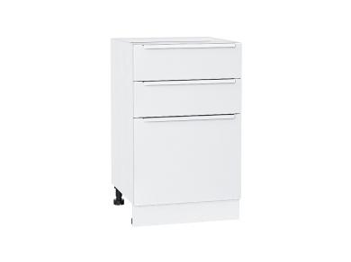 Шкаф нижний с 3-мя ящиками Фьюжн 500 Silky White / Белый