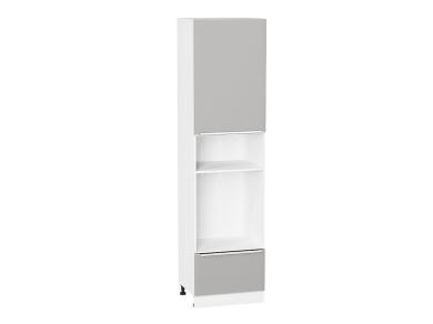 Шкаф пенал с 1-ой дверцей и ящиком под технику Фьюжн 606Н Silky Light Grey / Белый